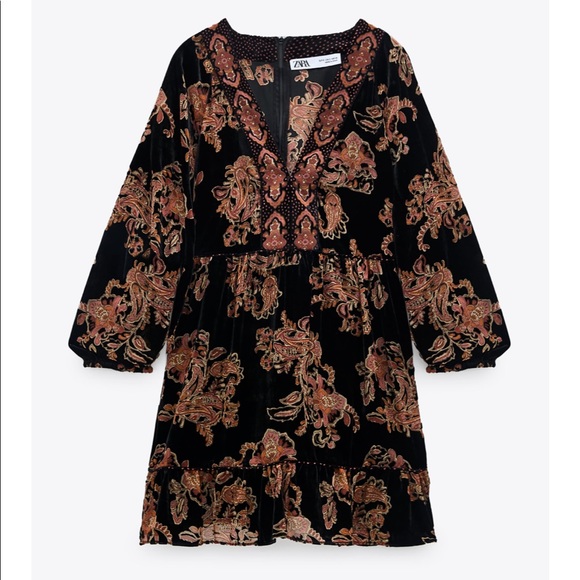 Zara velvet trim dress ✨ - Picture 4 of 14